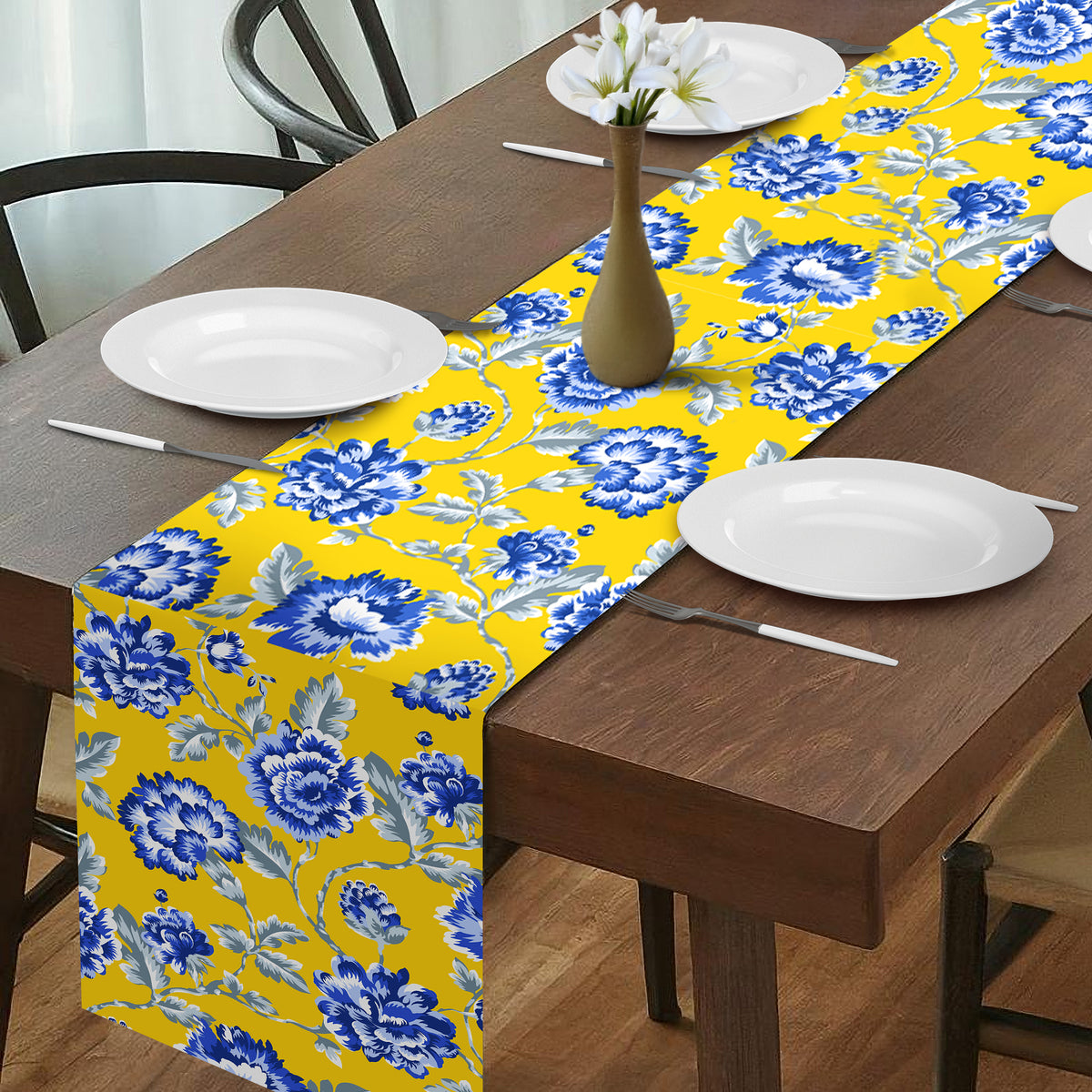 Printed Table Runner - Yellow and Blue