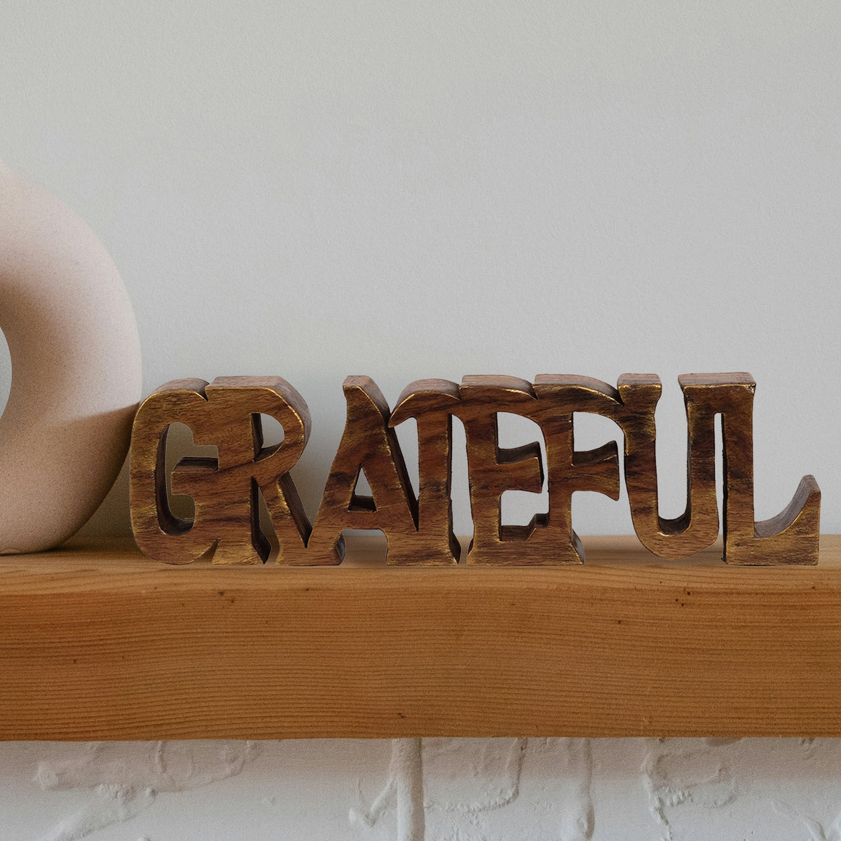 Gratitude Bloom – Hand-Carved Wooden Sculpture, Elegant Decorative Home Art