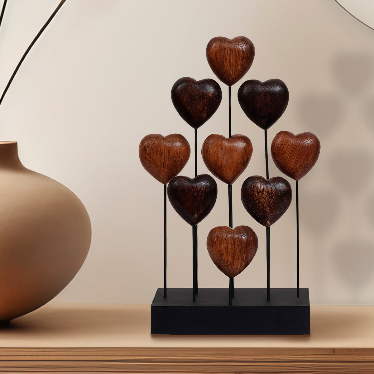 Herewardus Hearts – Handmade Wooden Sculpture, Romantic Home Decor