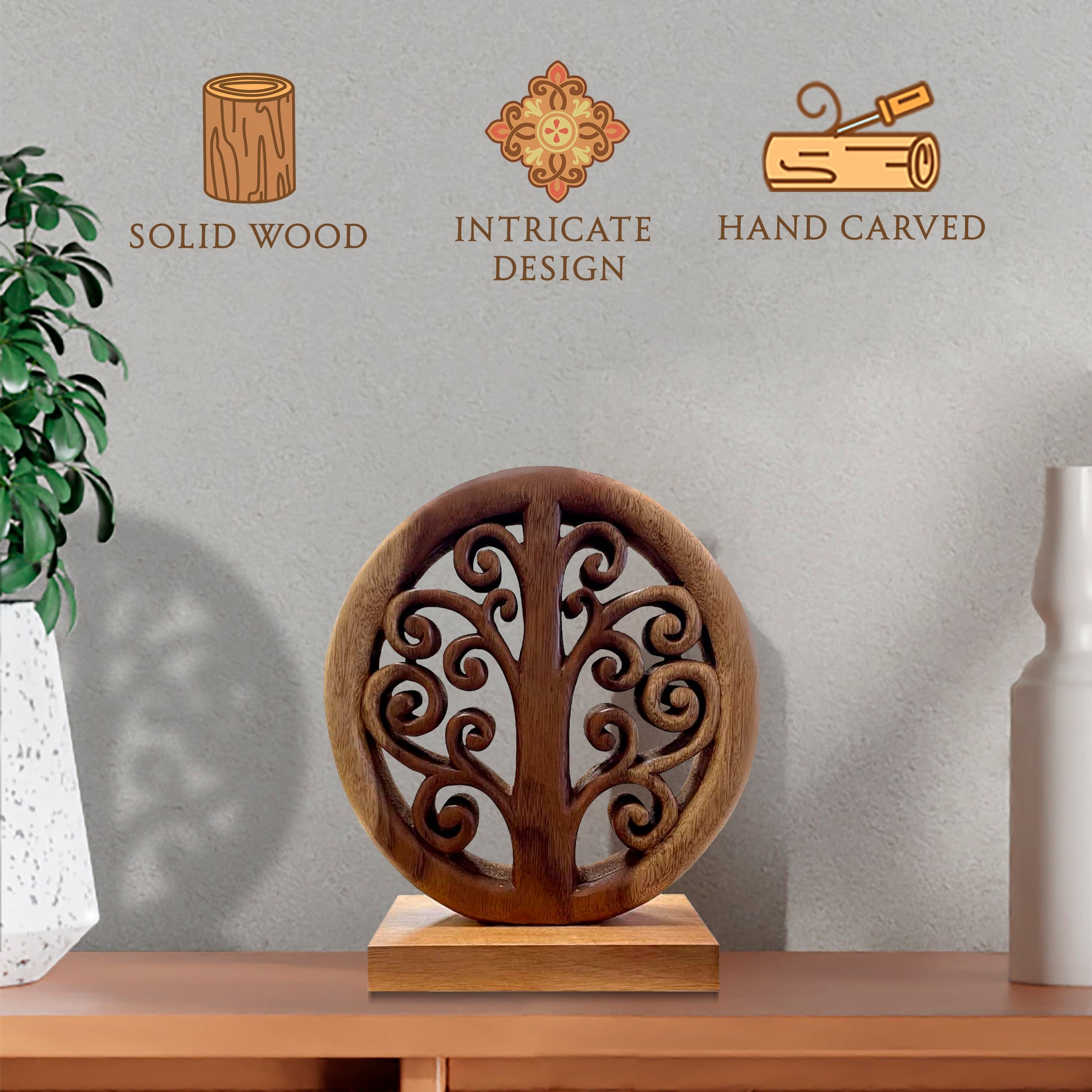 Maloy Tree of Life Wooden Sculpture - Medium