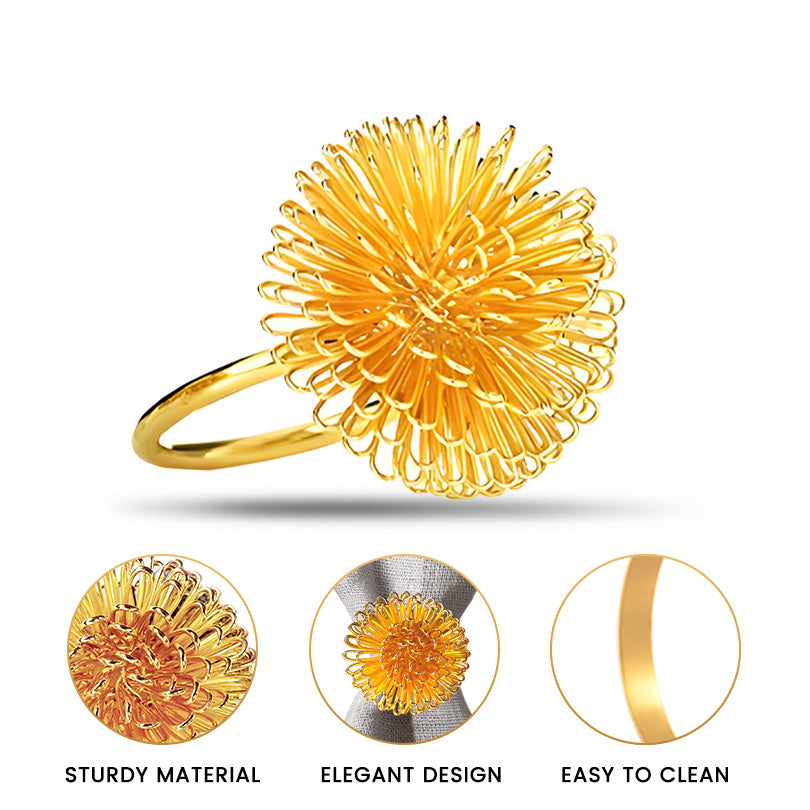 Napkin Rings in Gold Floral Design
