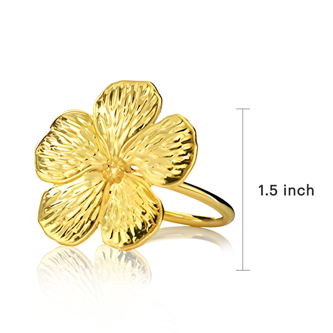 Napkin Rings in Gold Flower Design