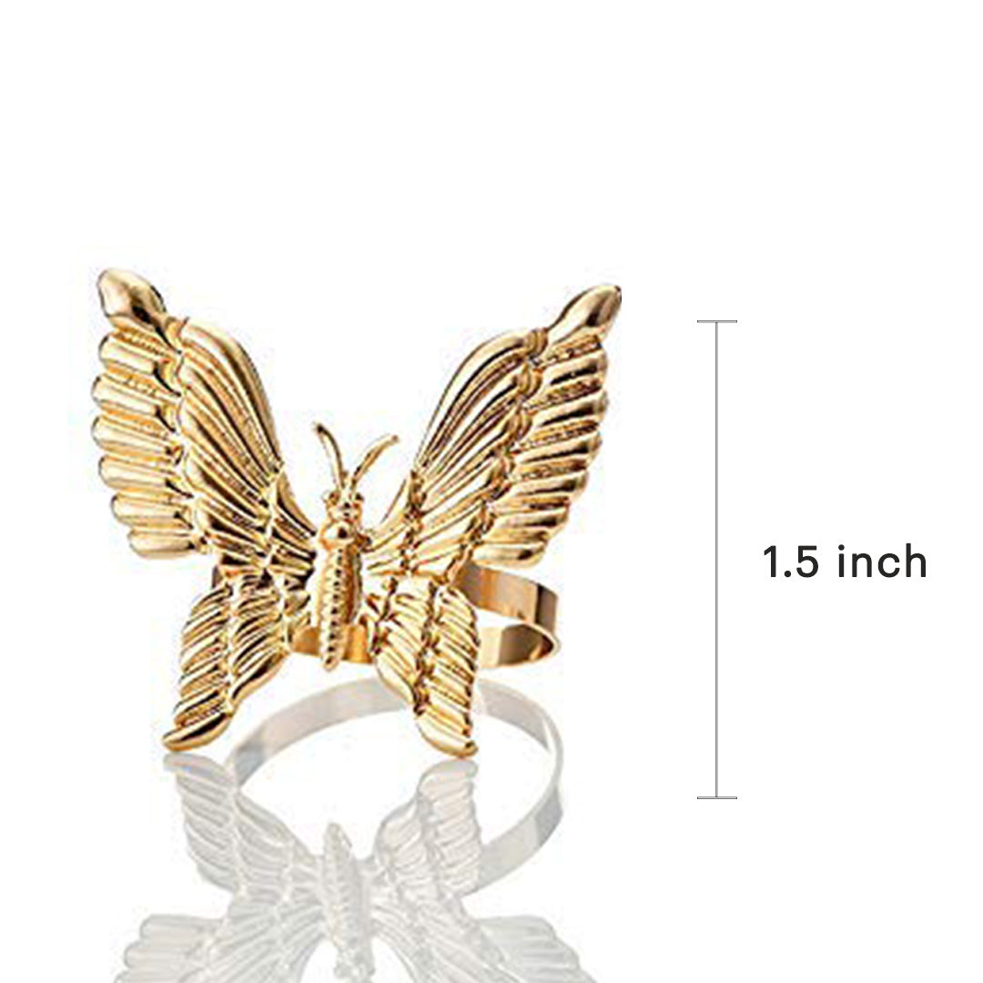 Napkin Rings in Gold Butterfly Design