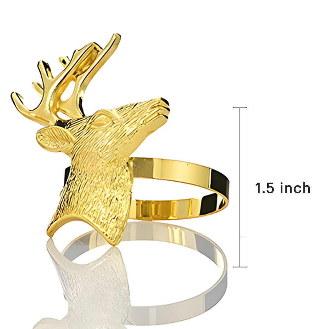 Napkin Rings in Gold Reindeer Design