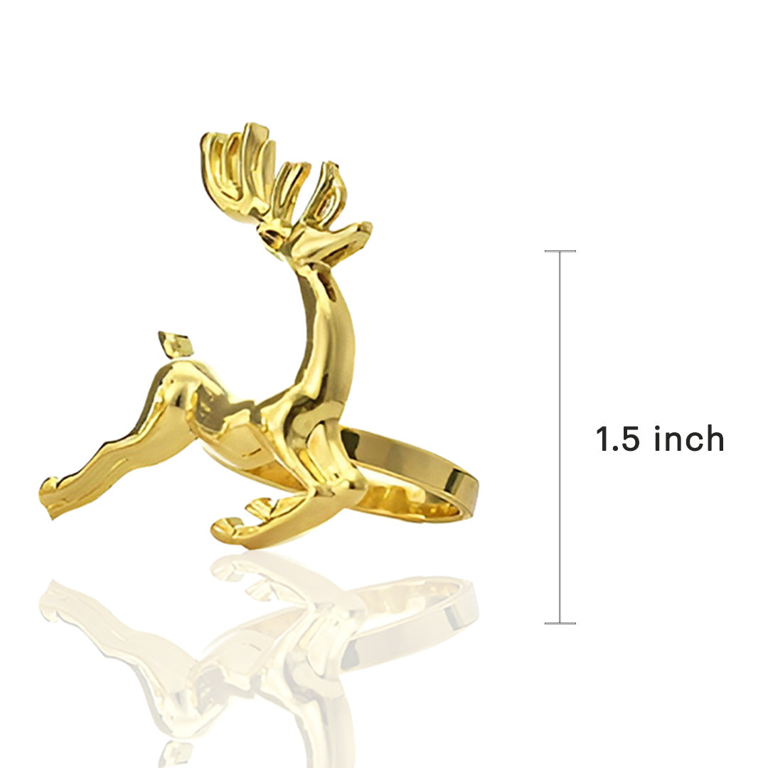 Napkin Rings in Gold Reindeer Design