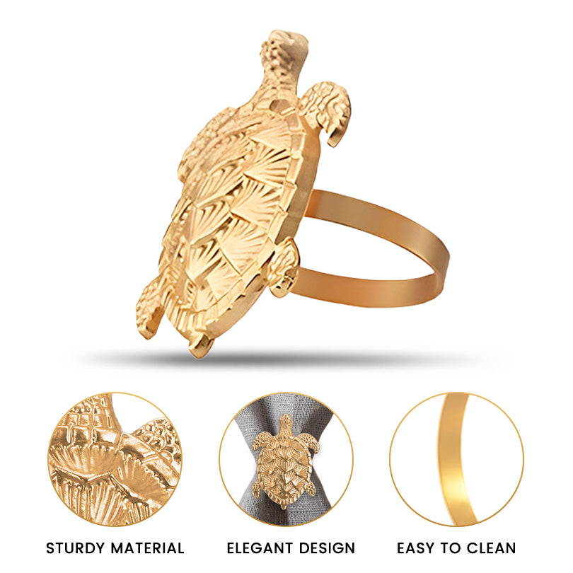 Napkin Rings in Gold Turtle Design