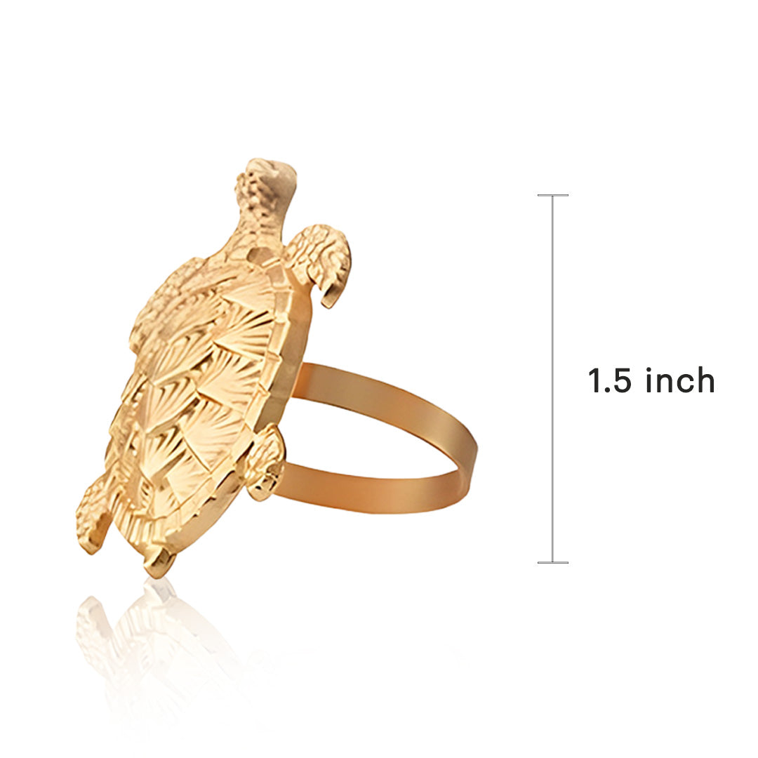 Napkin Rings in Gold Turtle Design