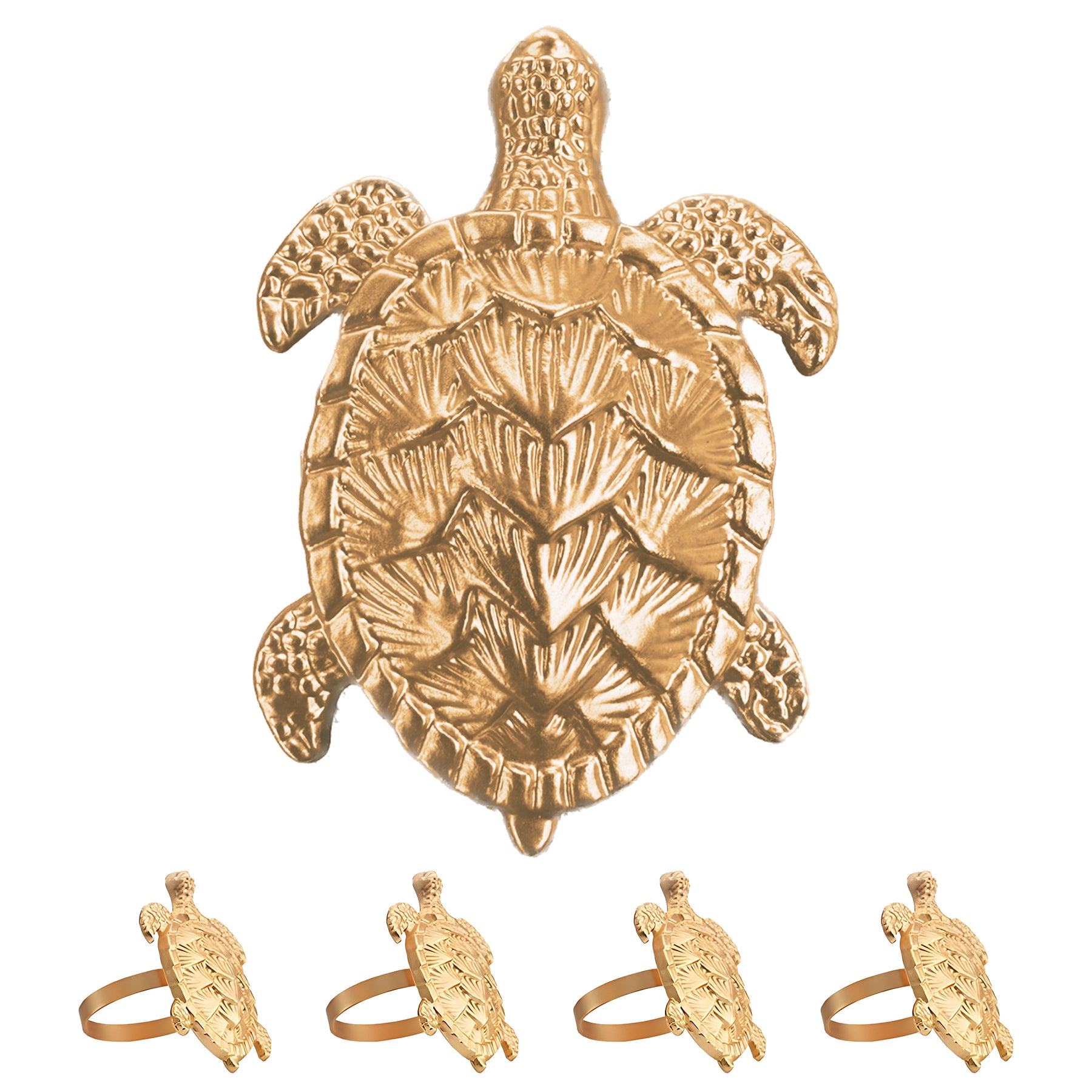 Napkin Rings in Gold Turtle Design