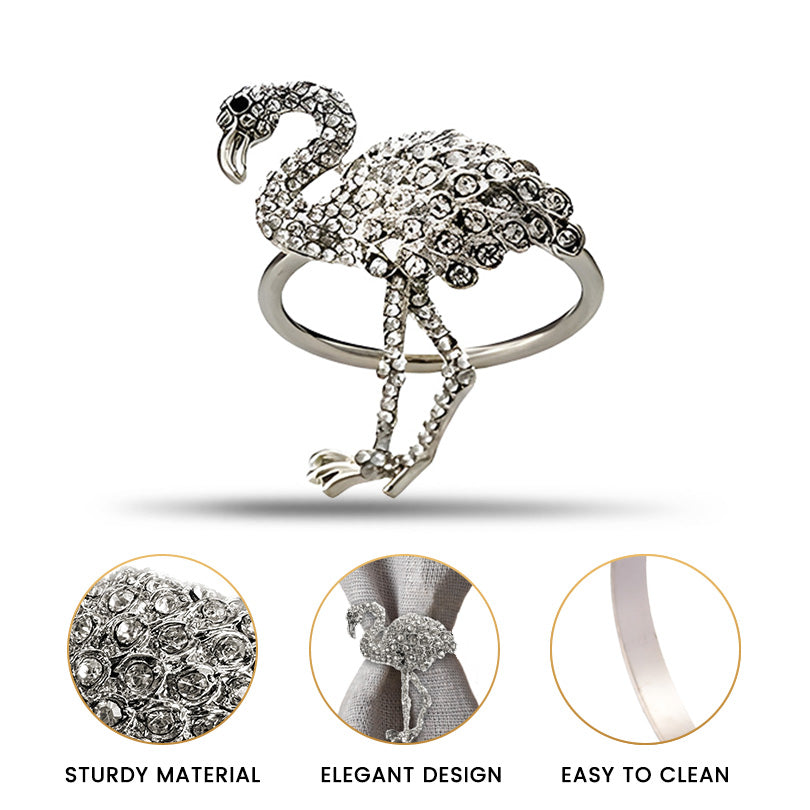 Napkin Rings in Silver Flamingo Design