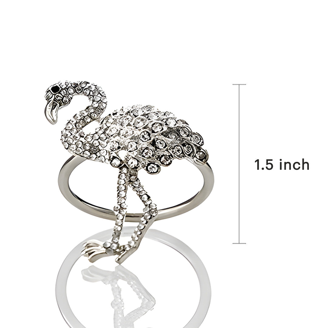 Napkin Rings in Silver Flamingo Design
