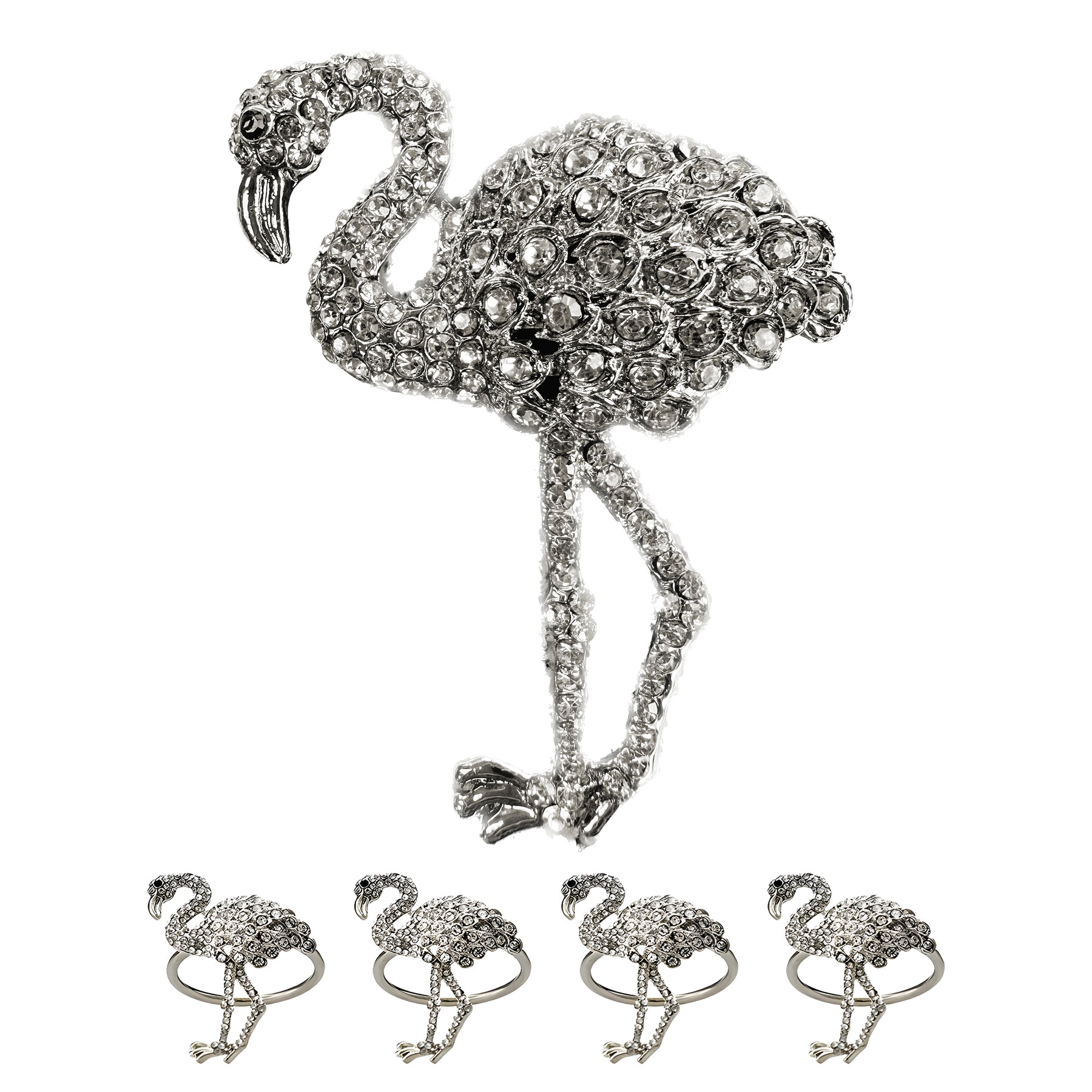 Napkin Rings in Silver Flamingo Design