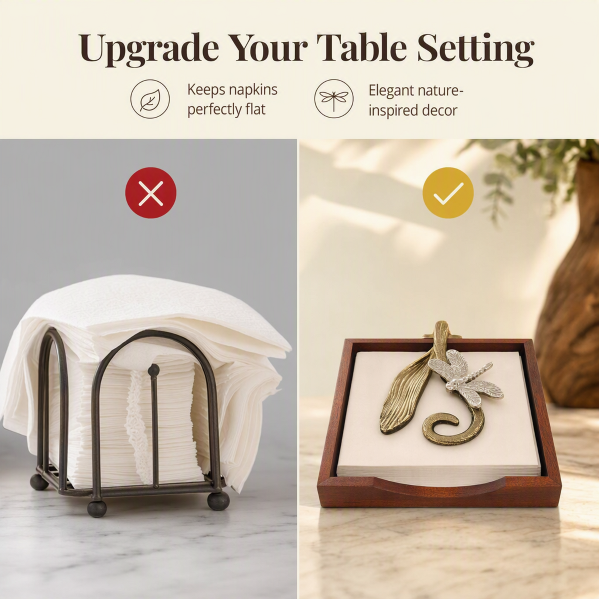 Wooden Napkin Holder – Silver Gold Ornament