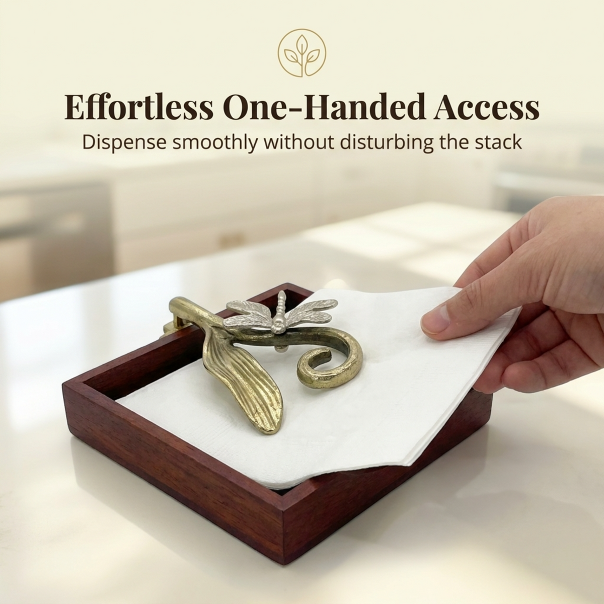 Wooden Napkin Holder – Silver Gold Ornament