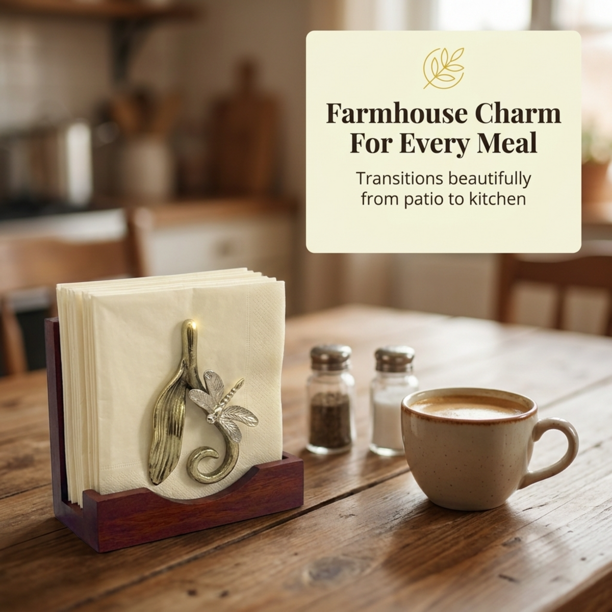 Wooden Napkin Holder – Silver Gold Ornament