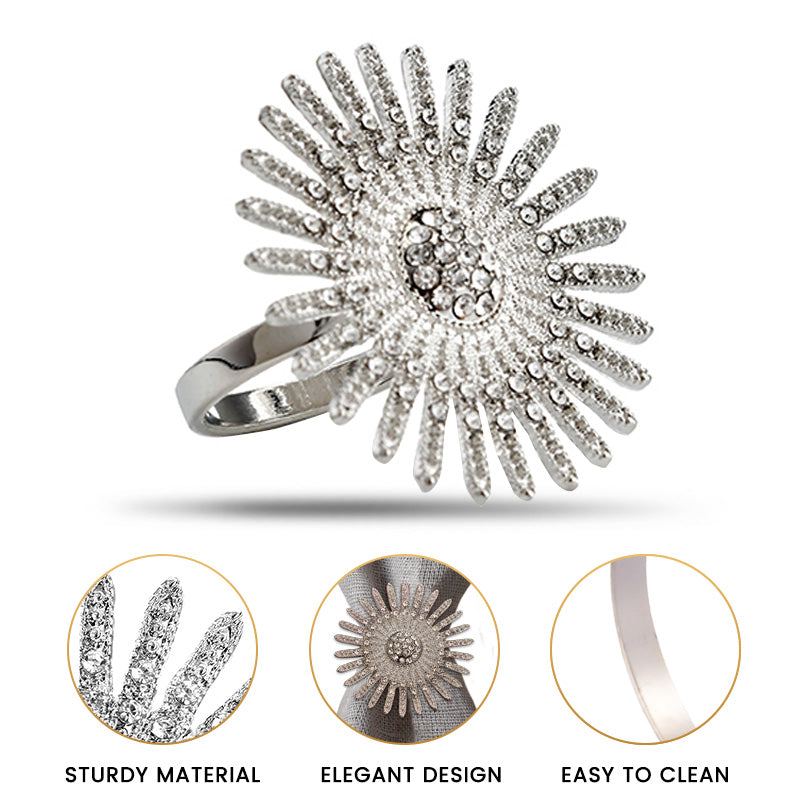 Napkin Rings in Silver Crystals Design