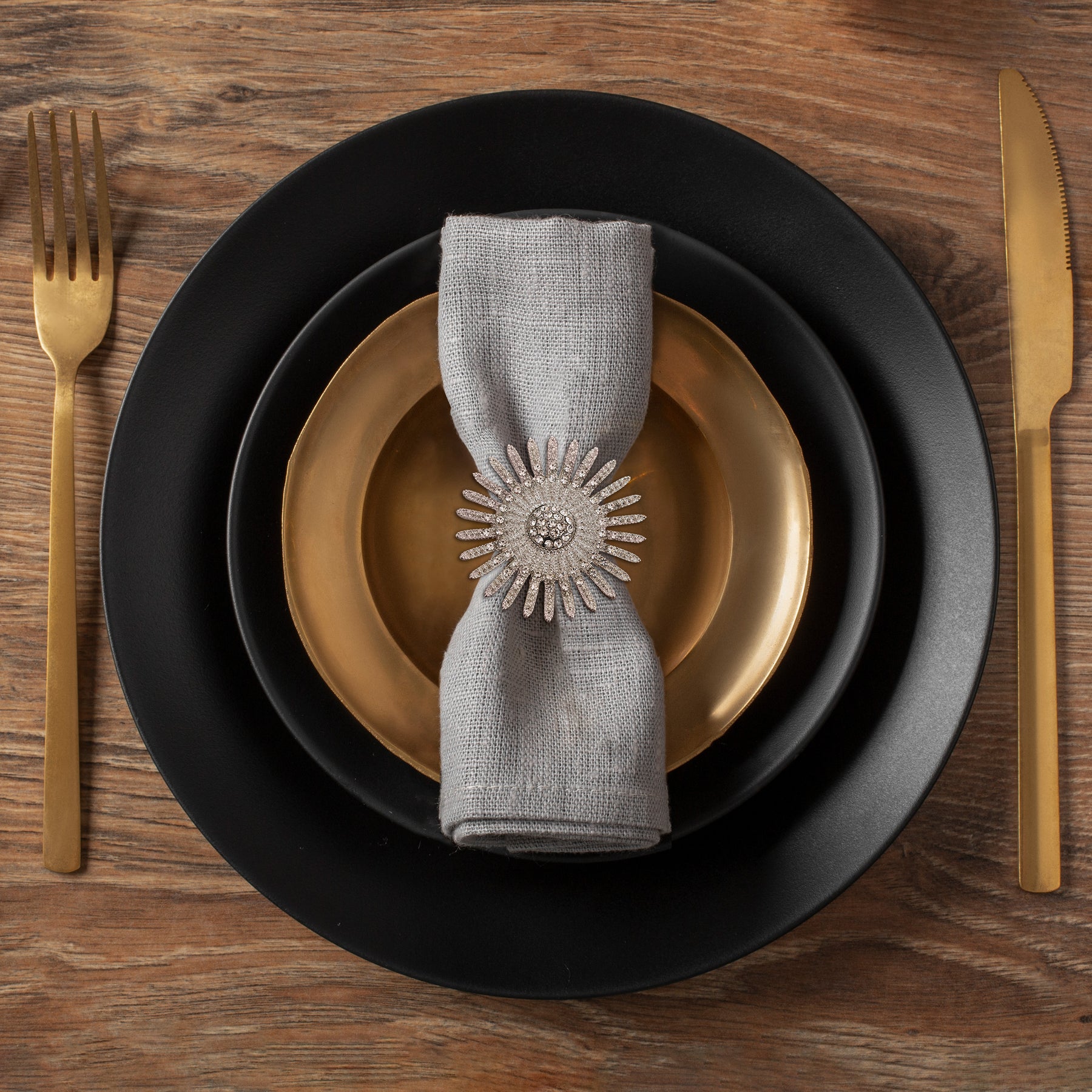 Napkin Rings in Silver Crystals Design