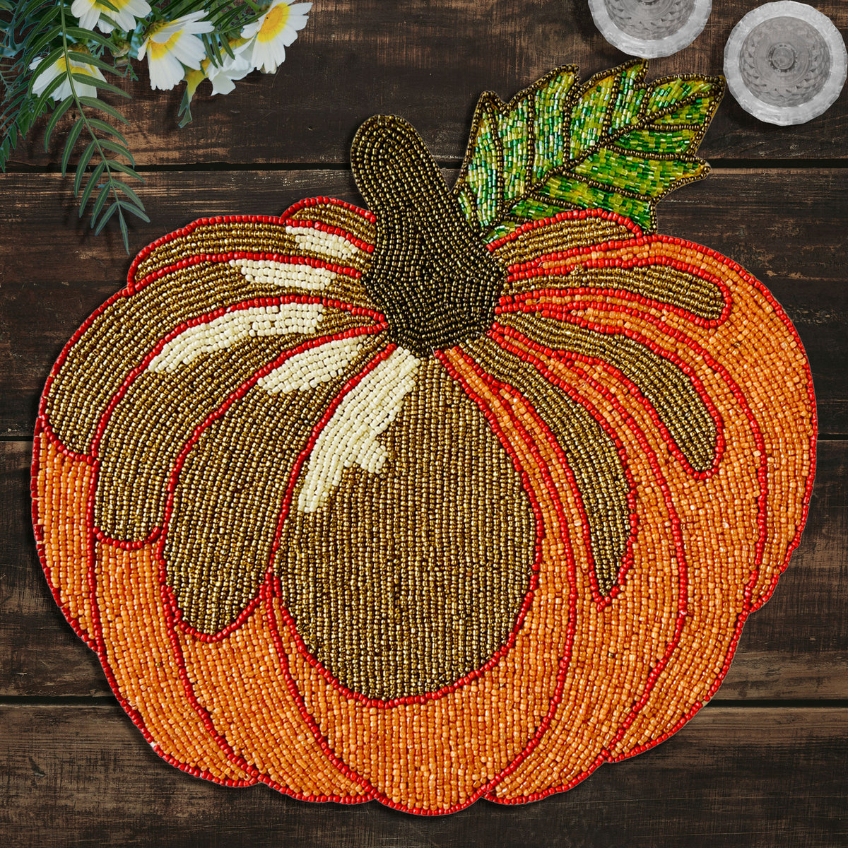 Jadon Ember – Beaded Placemats, The Jadon Autumn Collection Artistic Decorative Dining Table Décor