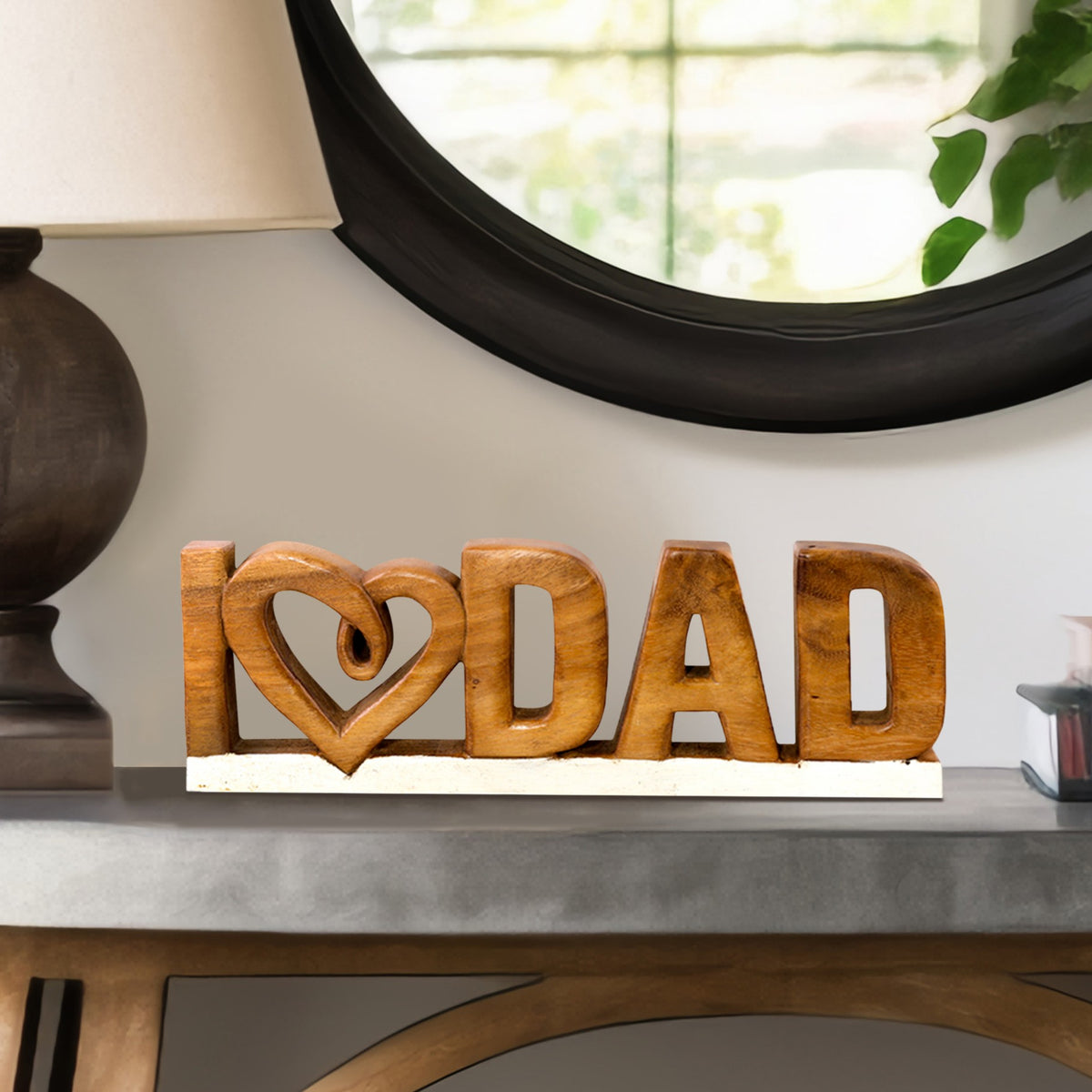 Emmeric Love Dad – Handmade Wooden Sculpture, Decorative Father’s Day Gift