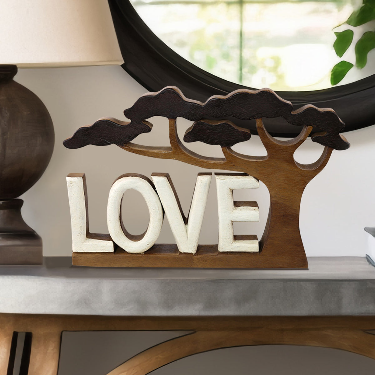 Elmija Enduring Love – Hand Carved Wooden Sculpture, Handmade Decorative Home Art