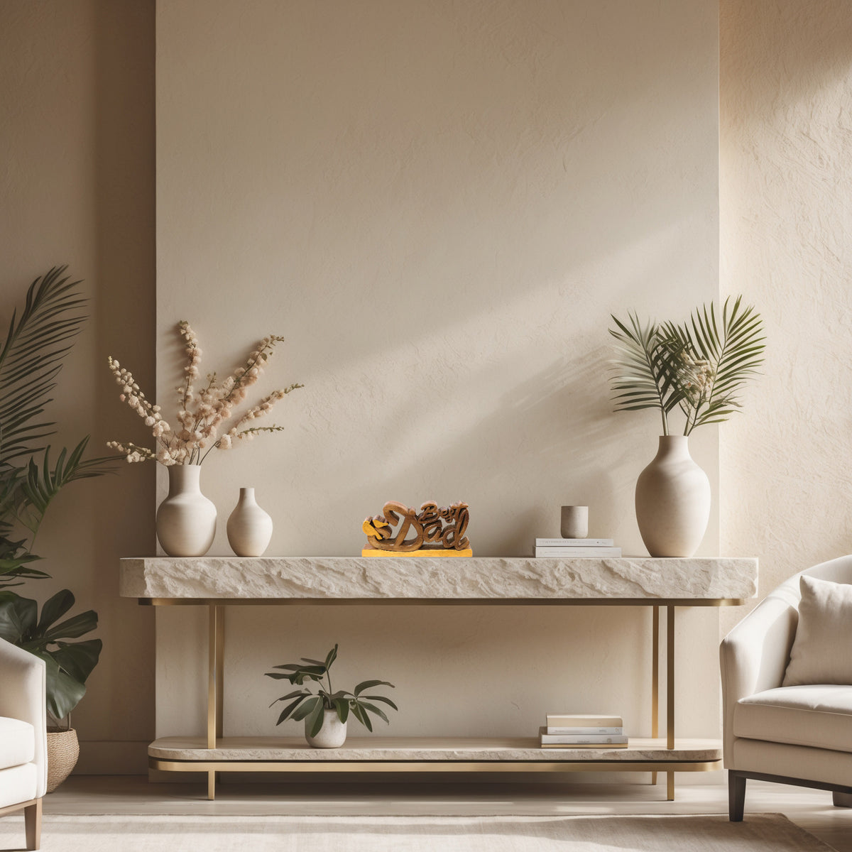 Ellynn Greatest Dad – Hand Carved Wooden Sculpture, Handmade Father’s Day Gift Art