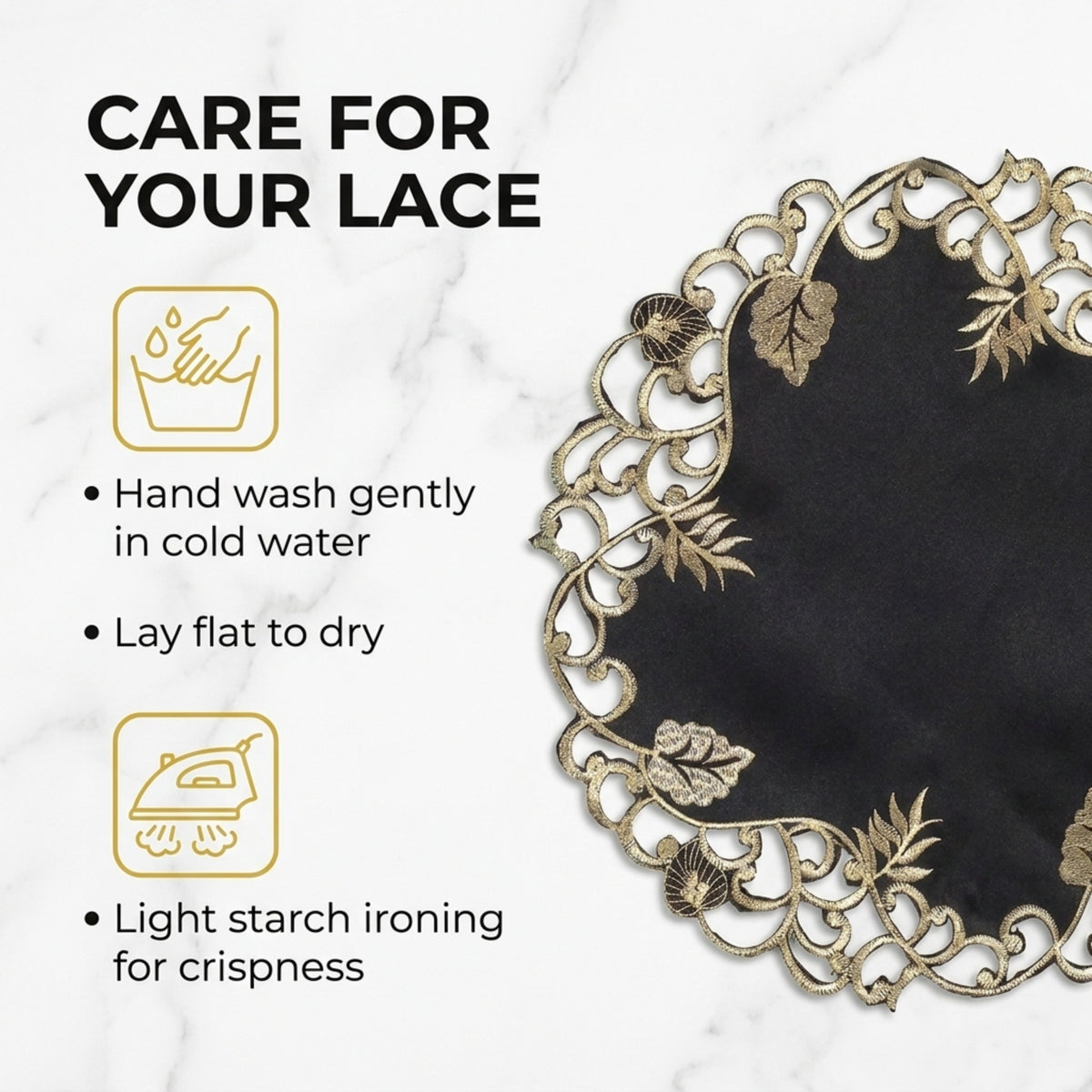 Black Gold Doilies – Midnight Gold, 15 Inch