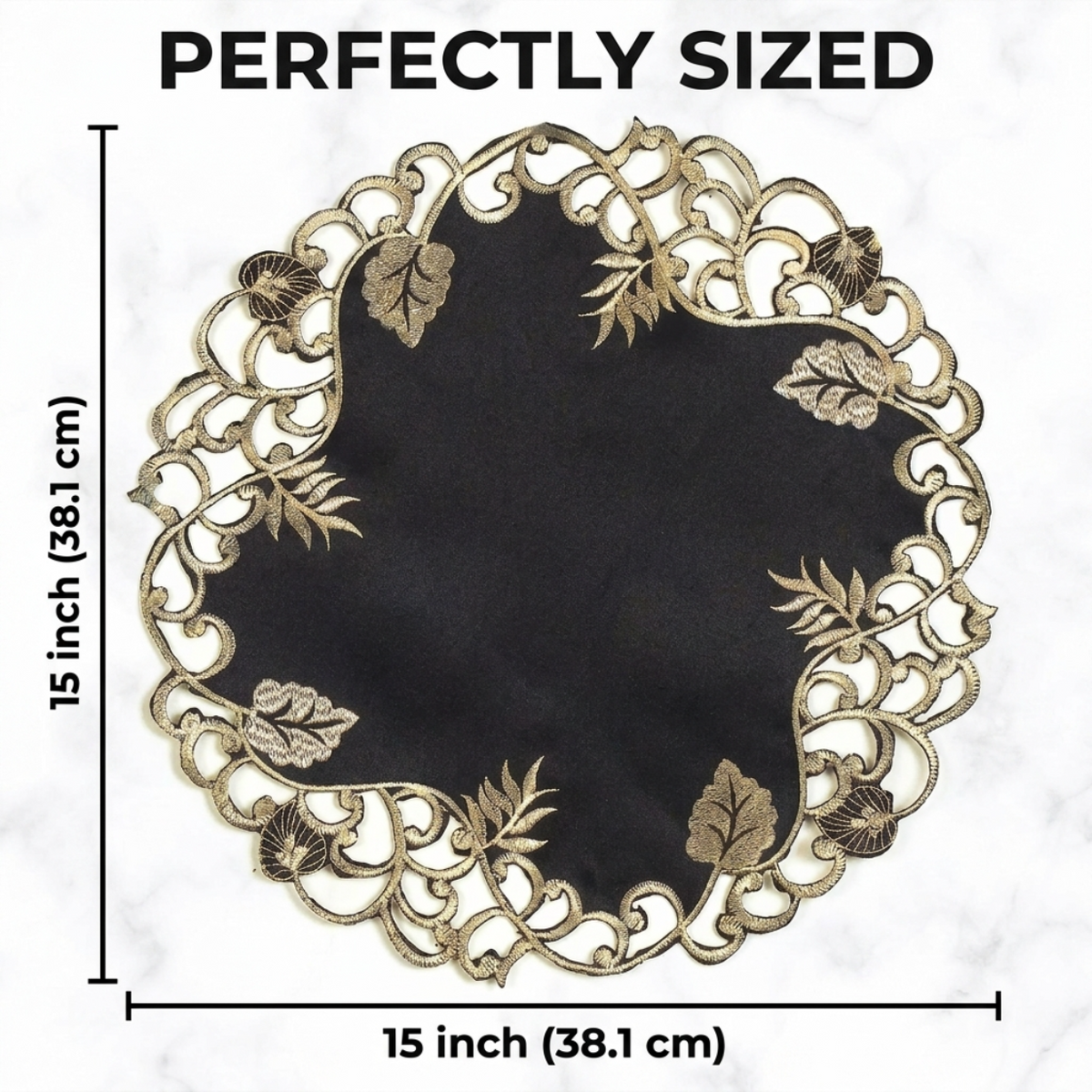 Black Gold Doilies – Midnight Gold, 15 Inch
