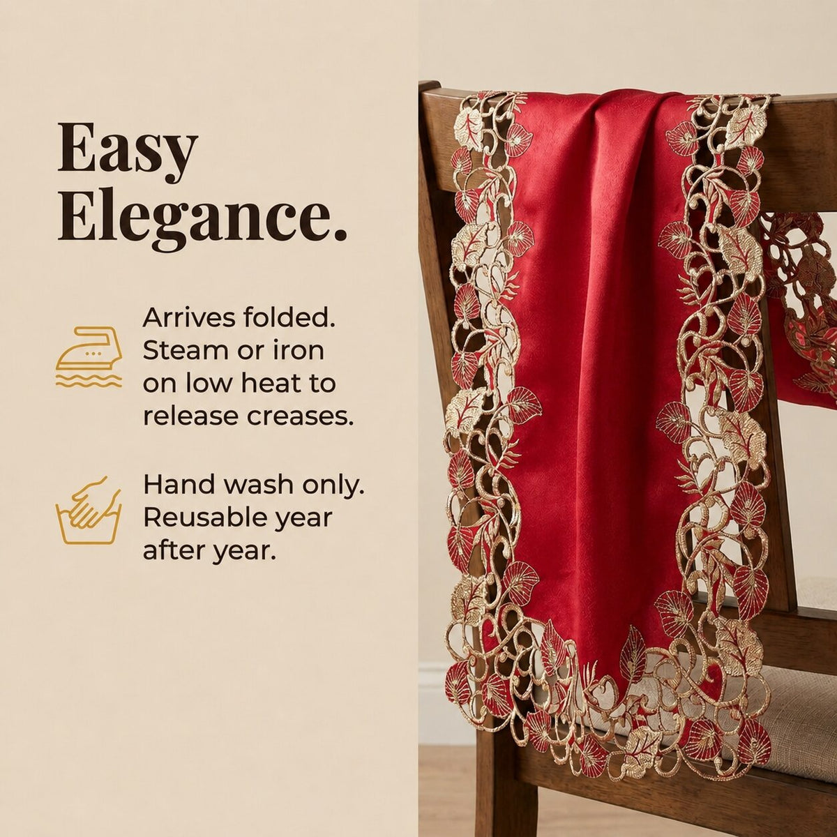 Burgundy Gold Table Runner – Royal Garnet, 14x108 Inch