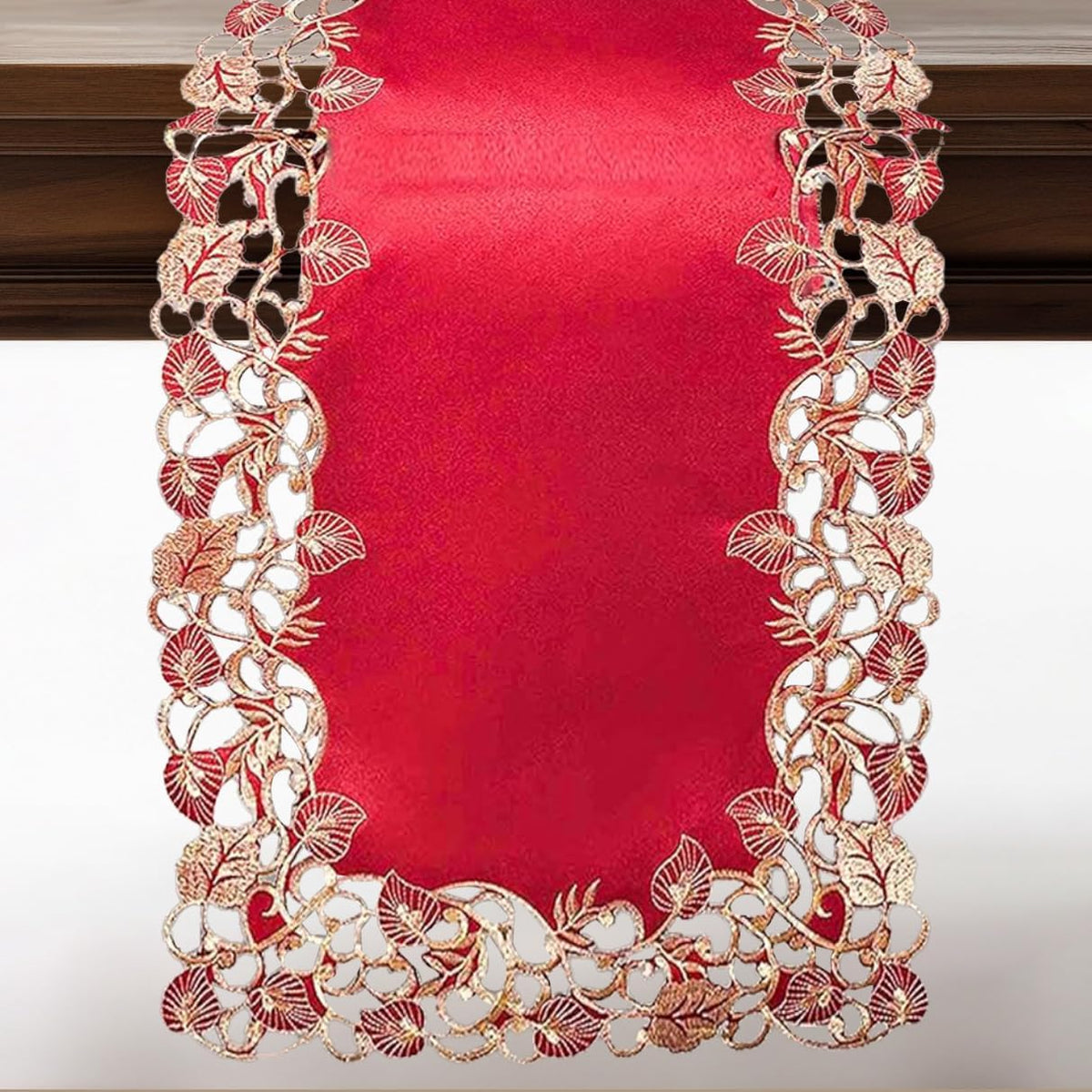Burgundy Gold Table Runner – Royal Garnet, 14x108 Inch