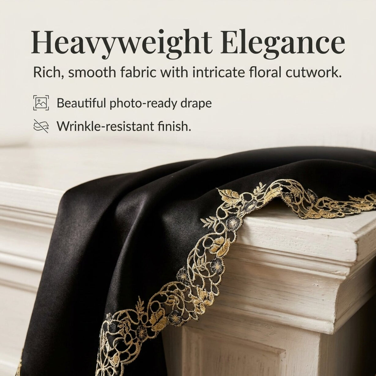Black Gold Mantel Scarf – Midnight Gold, 18x90 Inch