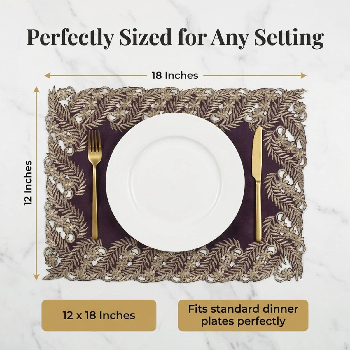 Purple Gold Placemats – Violet Dream, 12x18 Inch