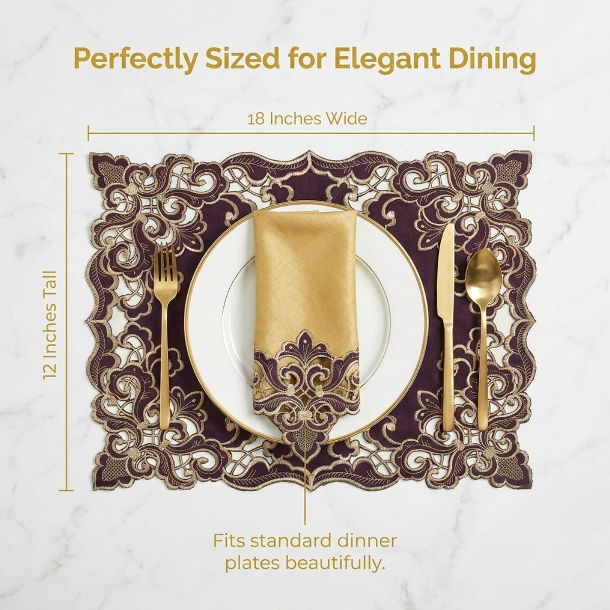 Purple Gold Placemats – Amethyst Haze, 12x18 Inch