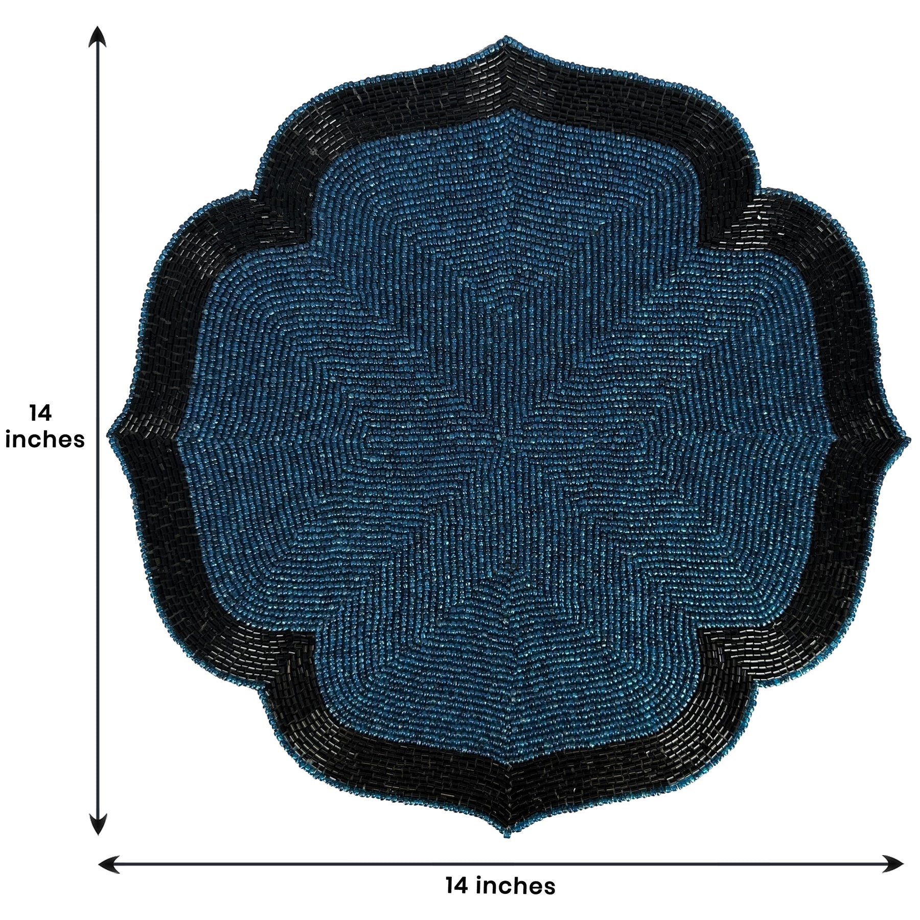 Decozen Teal and Black Beaded Placemats for Dining Table - Set of 8-14 Inches for Kitchen Decor Scratch Heat Resistant Charger Durable Tablemats