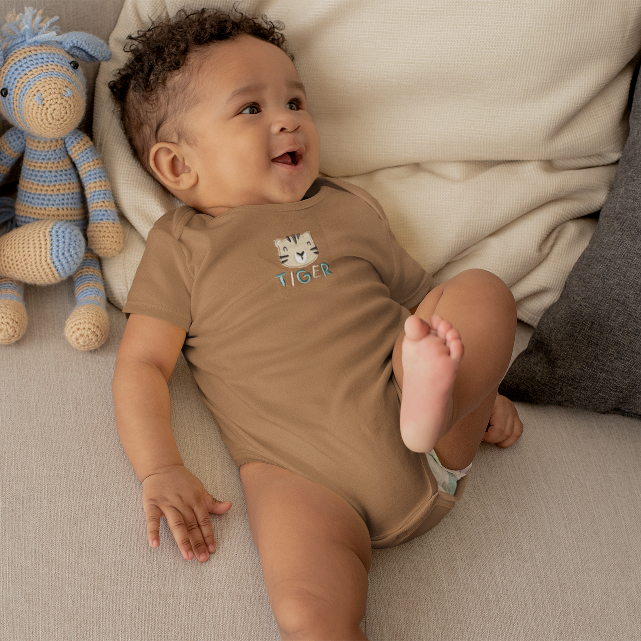 Newborn Outfit Boy - Baby Boy Outfits Essentials Layette 8 Pieces Set - Ideal New Baby Boy Gift for New Mom - Baby Boys Clothes 0-3 Months Infant Boy Outfits - Stylish and Cute Newborn Boy Outfits - Light Brown And Cream