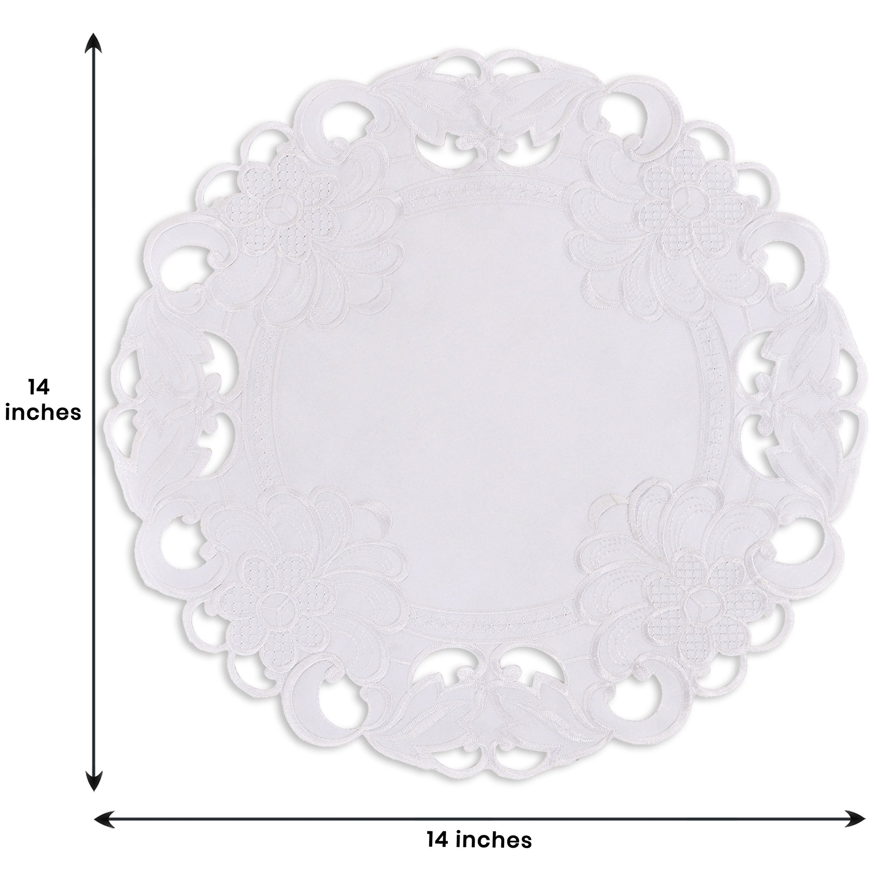 Decozen White Doilies Set of 12 - Round Placemats European Embroidery for Dining Table Home Decor Wedding - 15 inches - The Snow Blossom Collection