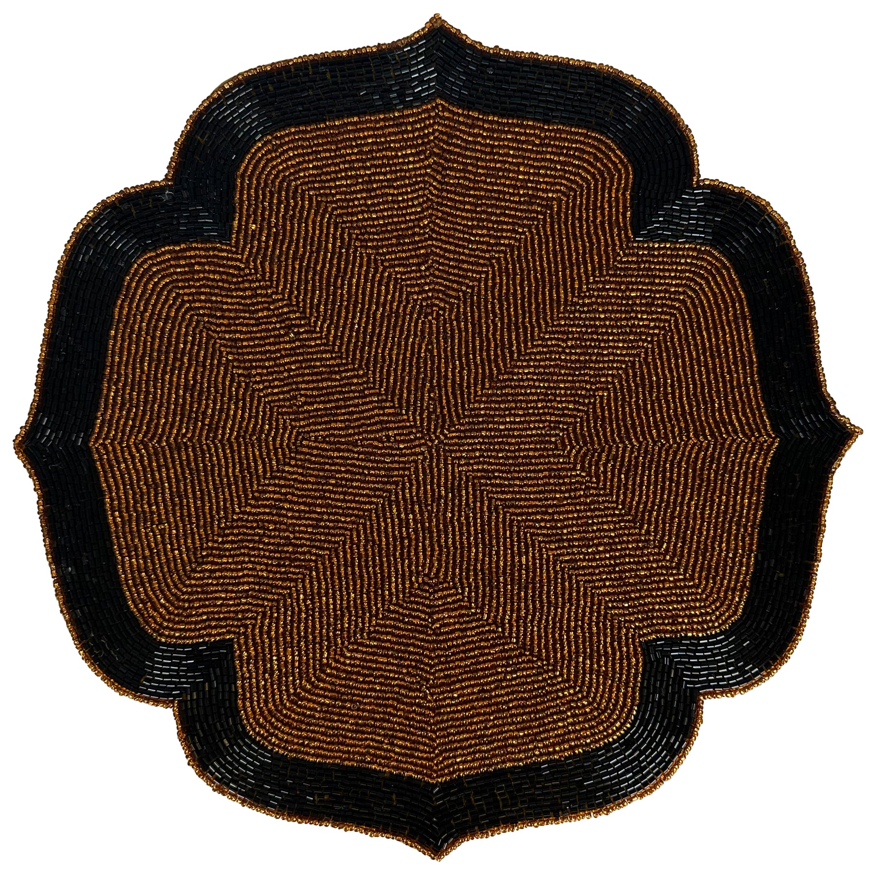 Decozen Dark Brown and Black Beaded Placemats for Dining Table - Set of 8-14 Inches for Kitchen Decor Scratch Heat Resistant Charger Durable Tablemats