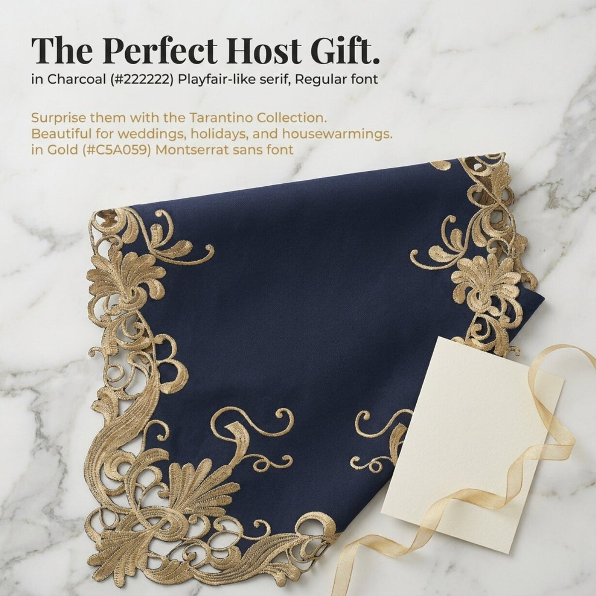 Blue Gold Lace Runner – Vintage Opulence, 14x108 Inch