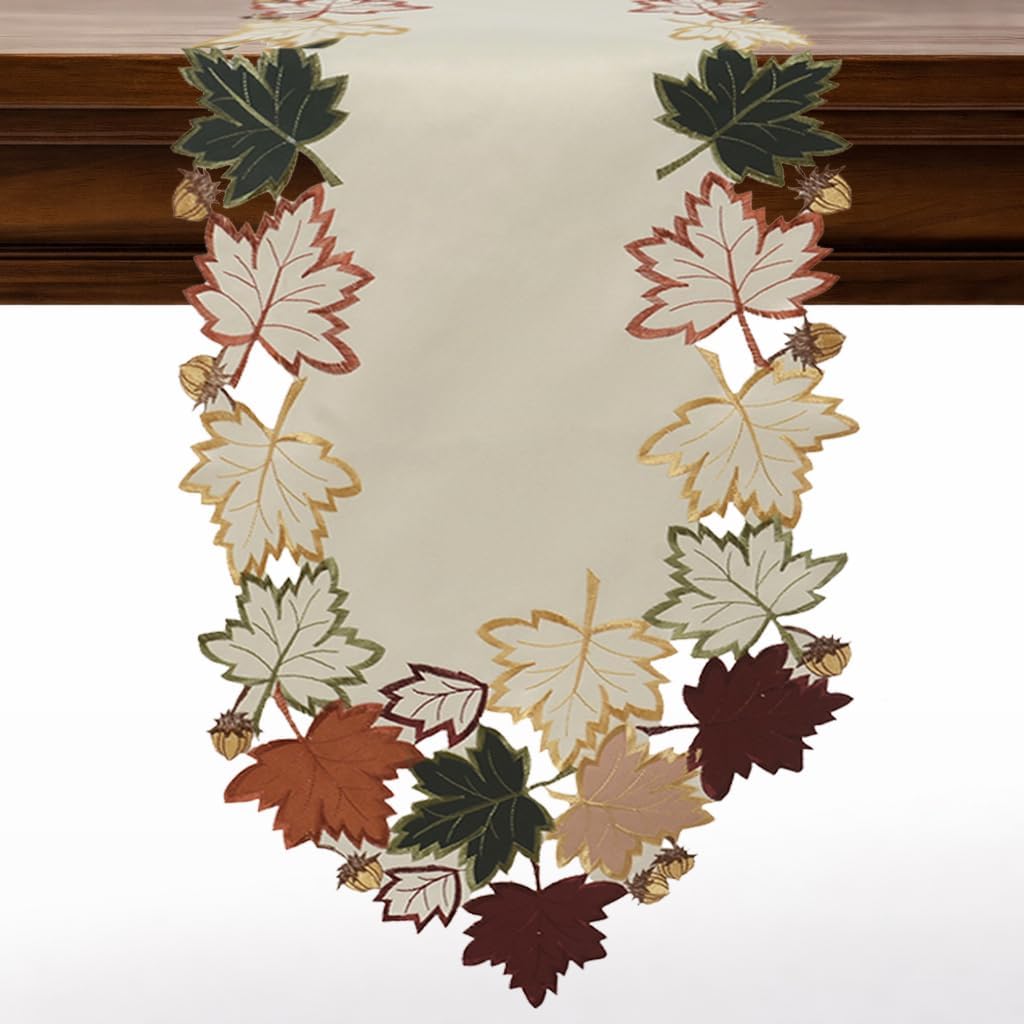 Cream White Table Runner – Falling Petals, 14x108 Inch