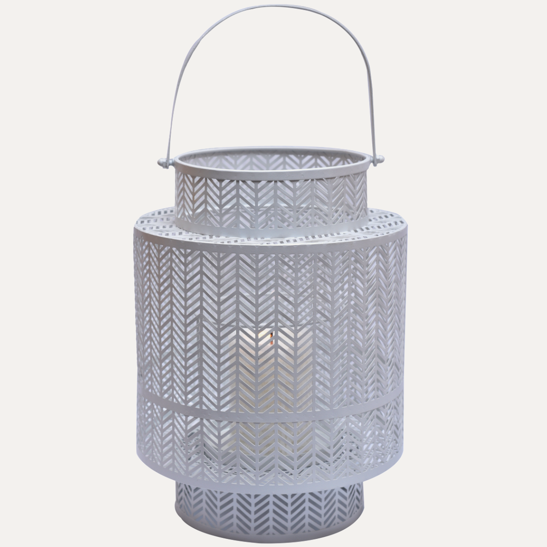 White Hanging Candle Holder Lantern