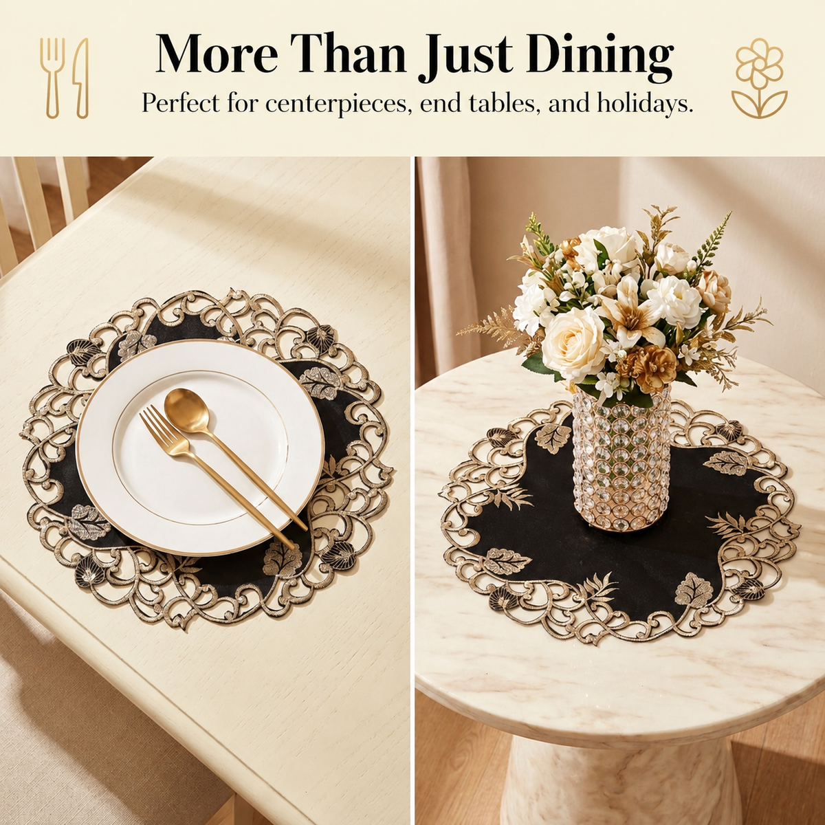Black Gold Doilies – Midnight Gold, 15 Inch