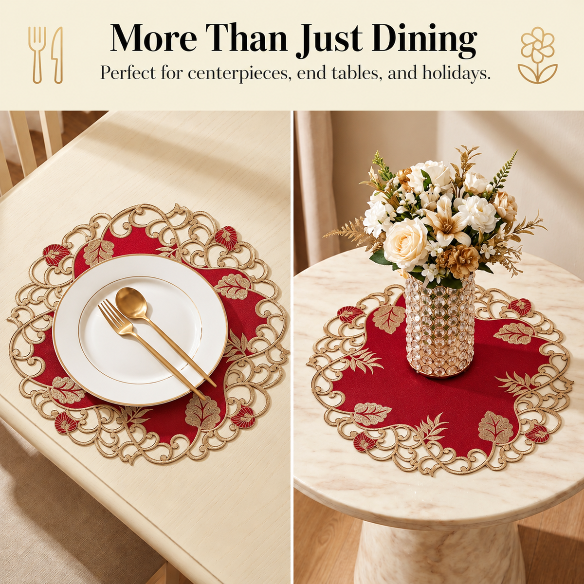 Burgundy Gold Doilies – Royal Garnet, 15 Inch