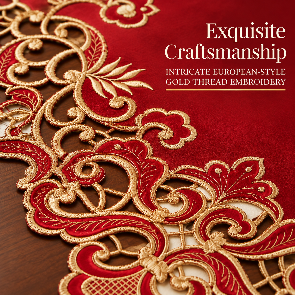Burgundy Gold Placemats – Crimson Glow, 12x18 Inch