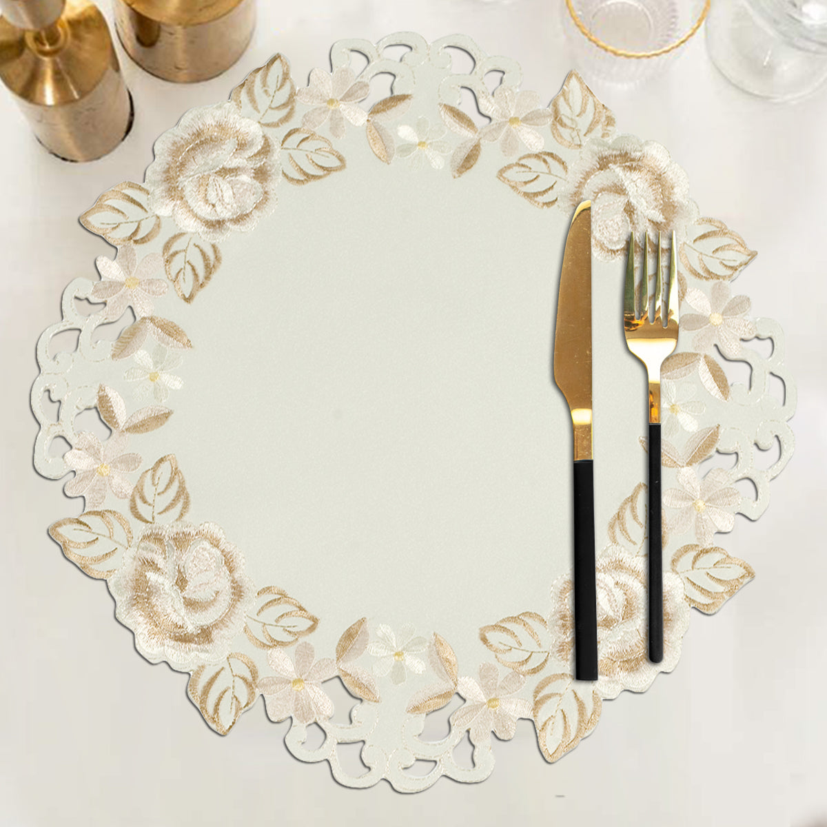 Beige Table Doilies - Dayse Collection - Decozen