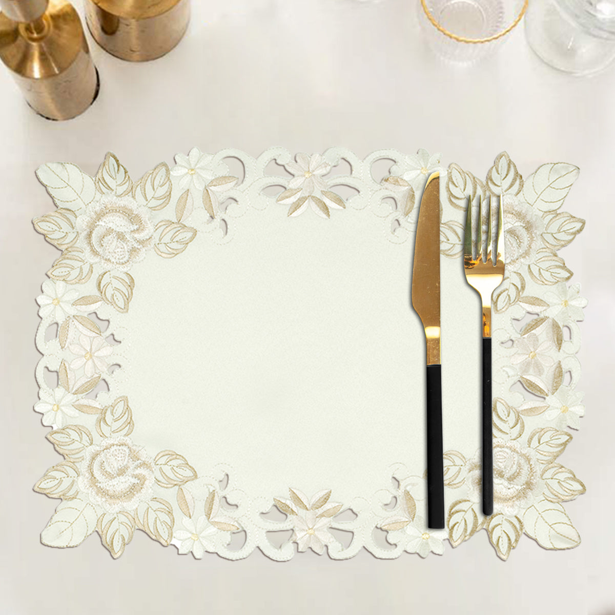 Beige Table Doilies - Dayse Collection - Decozen