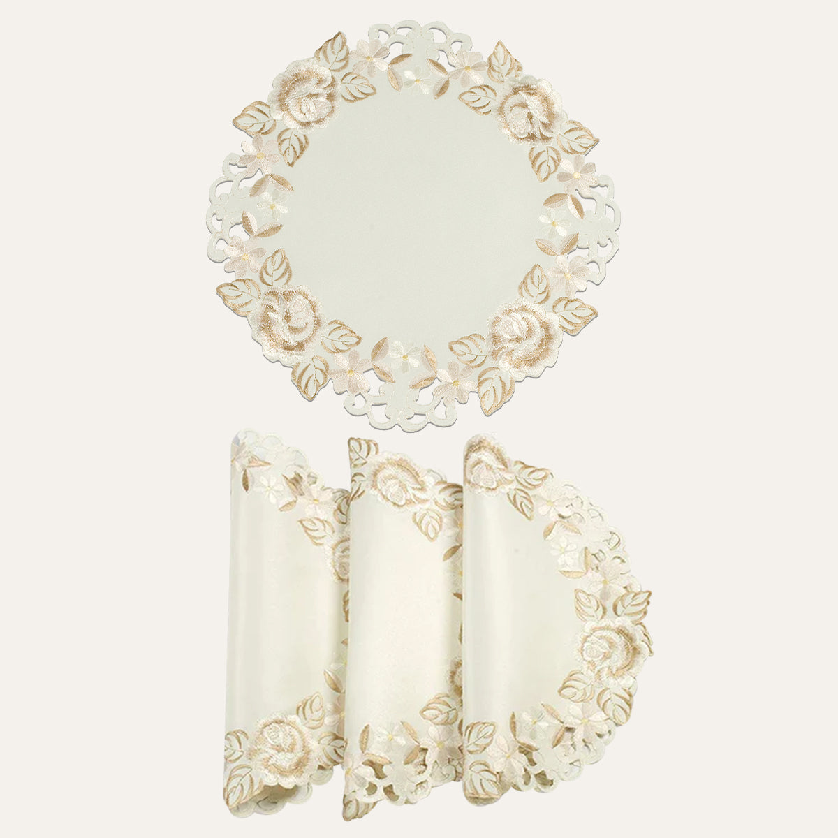 Beige Table Doilies - Dayse Collection - Decozen