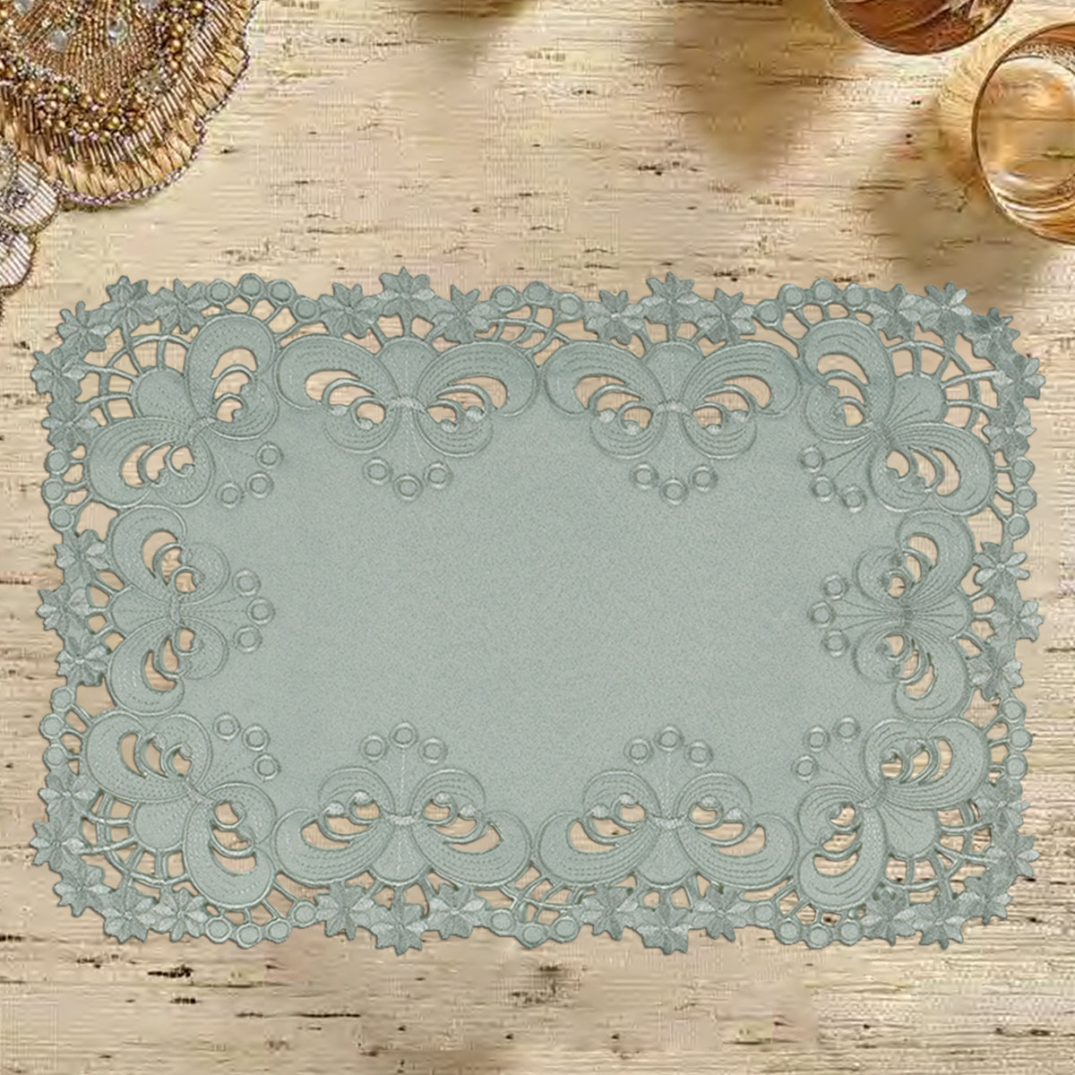 Gray Table Doilies - Creola Collection - Decozen