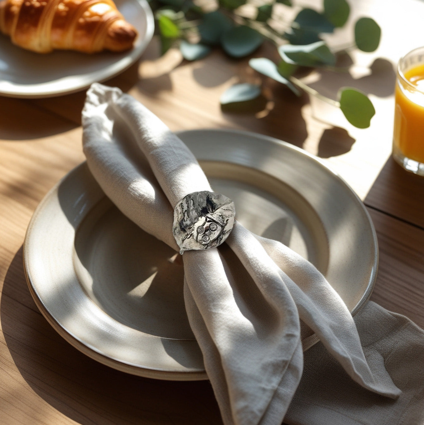 Napkin Rings in Silver Nickel Finish Ladybug Design - Set of 6