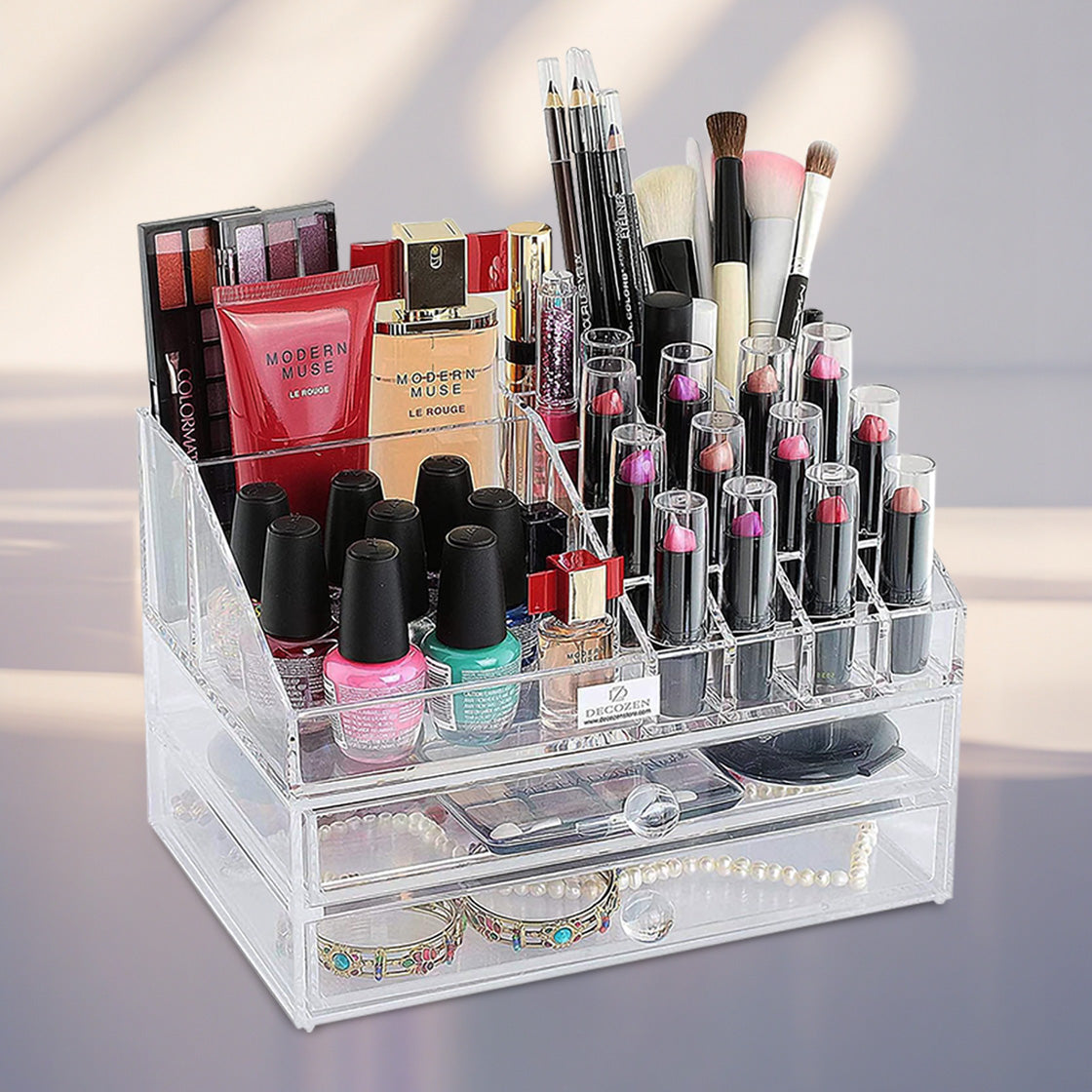 Clear Makeup Organizers - 19 Slots and 2 Drawers