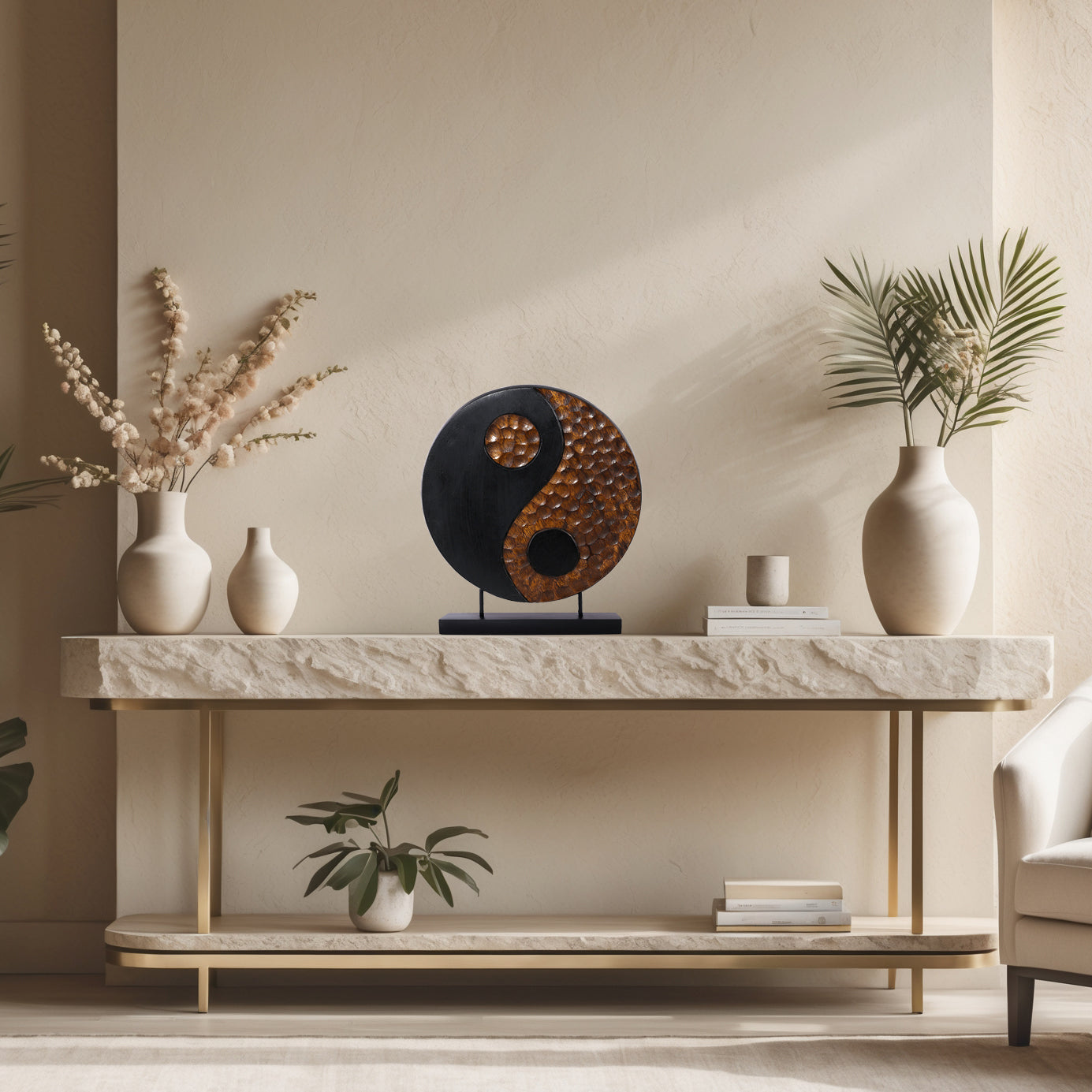 Yin Yang Handmade Wooden Sculpture