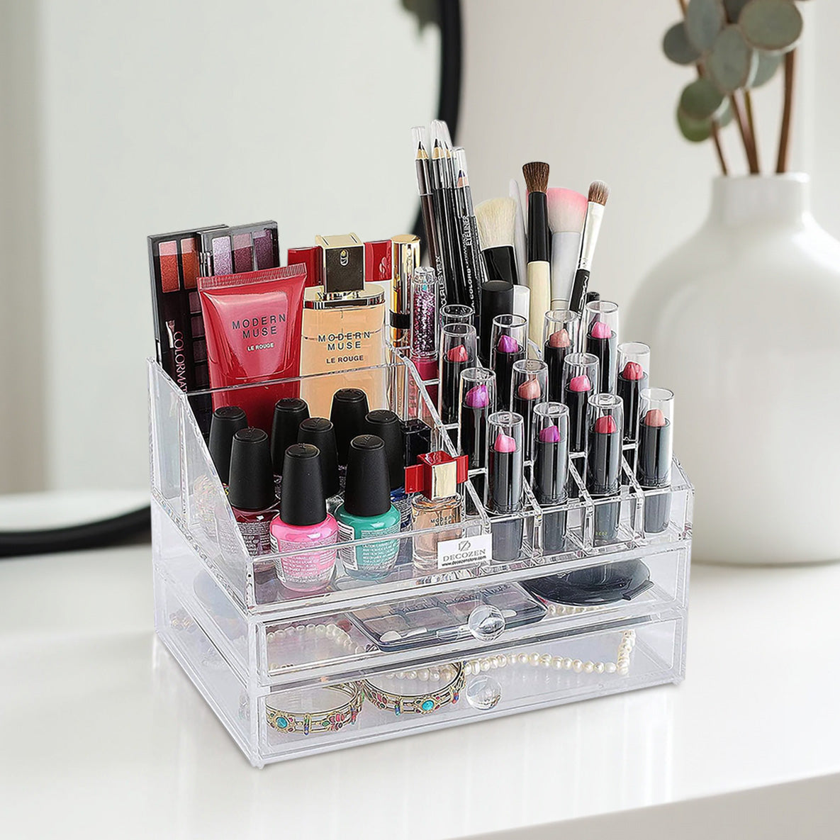 Clear Makeup Organizers - 19 Slots and 2 Drawers