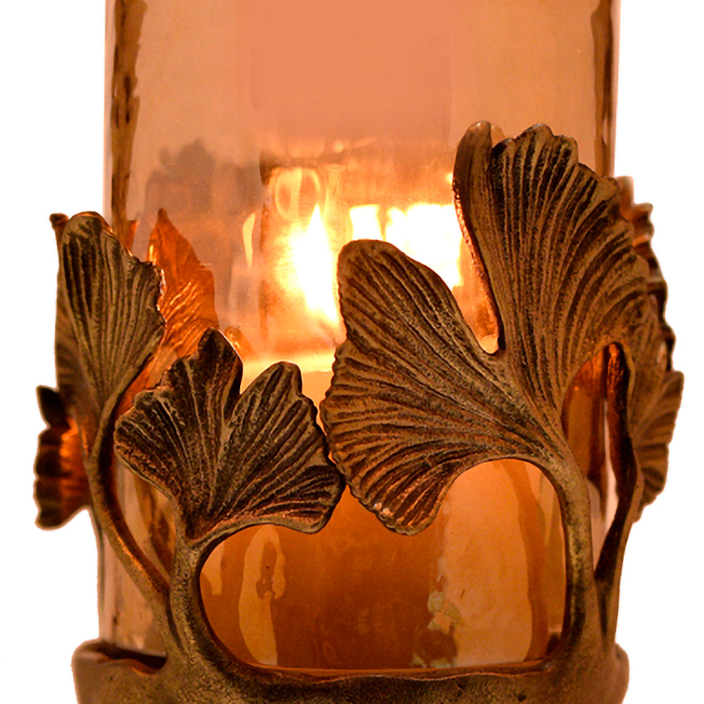 Gold Finished Candle Holder with Glass
